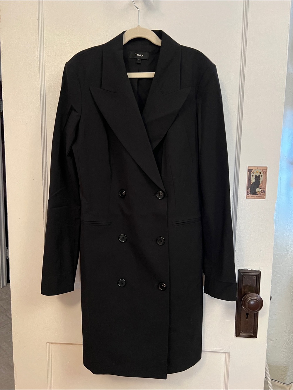 Theory Black Double-Breasted Tailored Blazer Dress